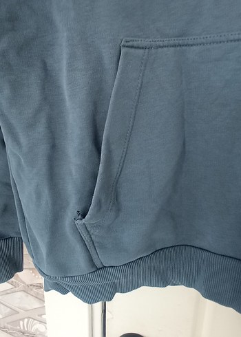 Mavi Kapüşonlu erkek Sweatshirt - Görsel 3