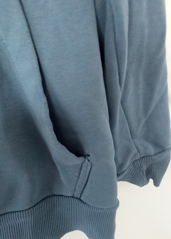 Mavi Kapüşonlu erkek Sweatshirt - Görsel 4