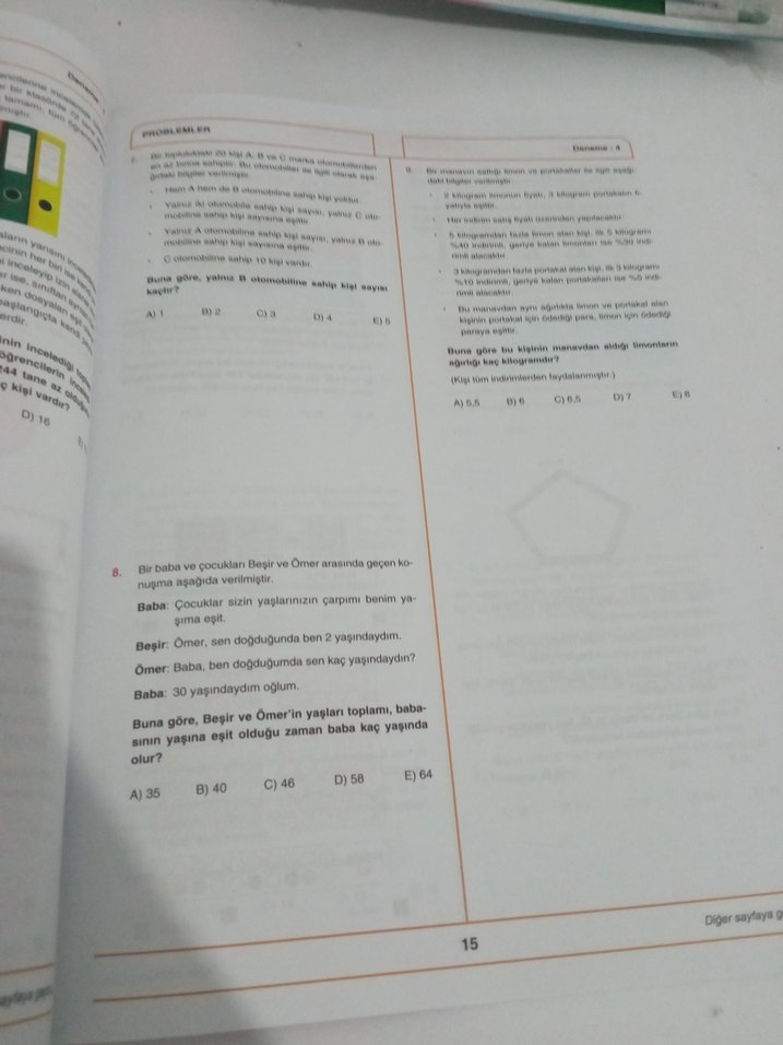 TYT 8x12 Problemler Deneme Kitabı - Görsel 3
