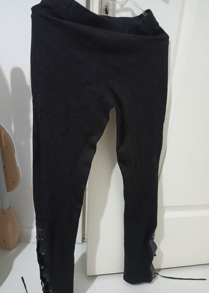 Bağcıklı deri detaylı tayt - Görsel 2