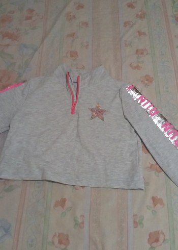 LC Waikiki Kız Çocuk Gri Fermuarlı Sweatshirt