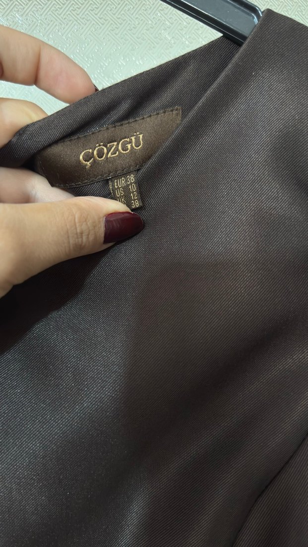 Kahverengi Drapeli Uzun Kadın Abiye Elbise - Görsel 2