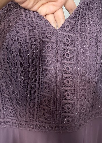 Bordo Uzun Kollu V Yaka Abiye Elbise - Görsel 5