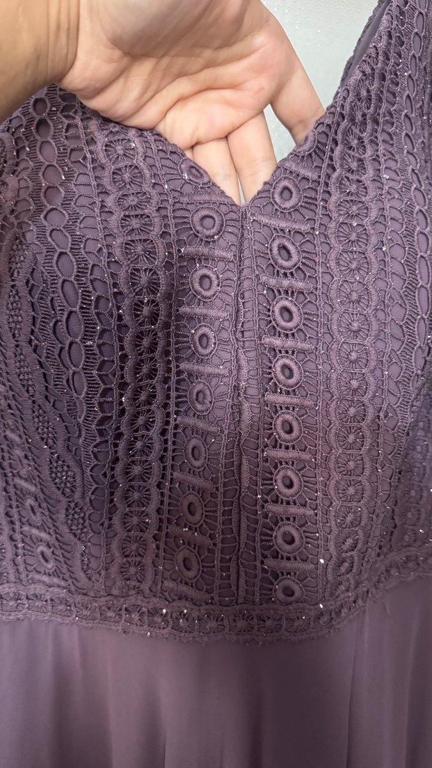 Bordo Uzun Kollu V Yaka Abiye Elbise - Görsel 5