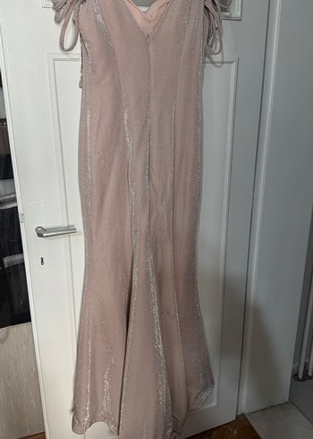 Bej Drapeli Uzun Abiye Elbise - Görsel 3