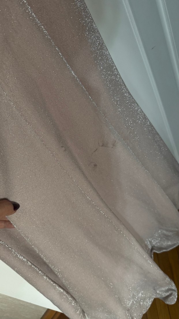 Bej Drapeli Uzun Abiye Elbise - Görsel 4