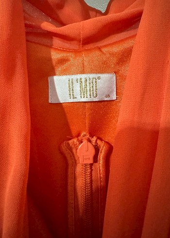 Drapeli Turuncu Uzun Abiye Elbise - Görsel 4