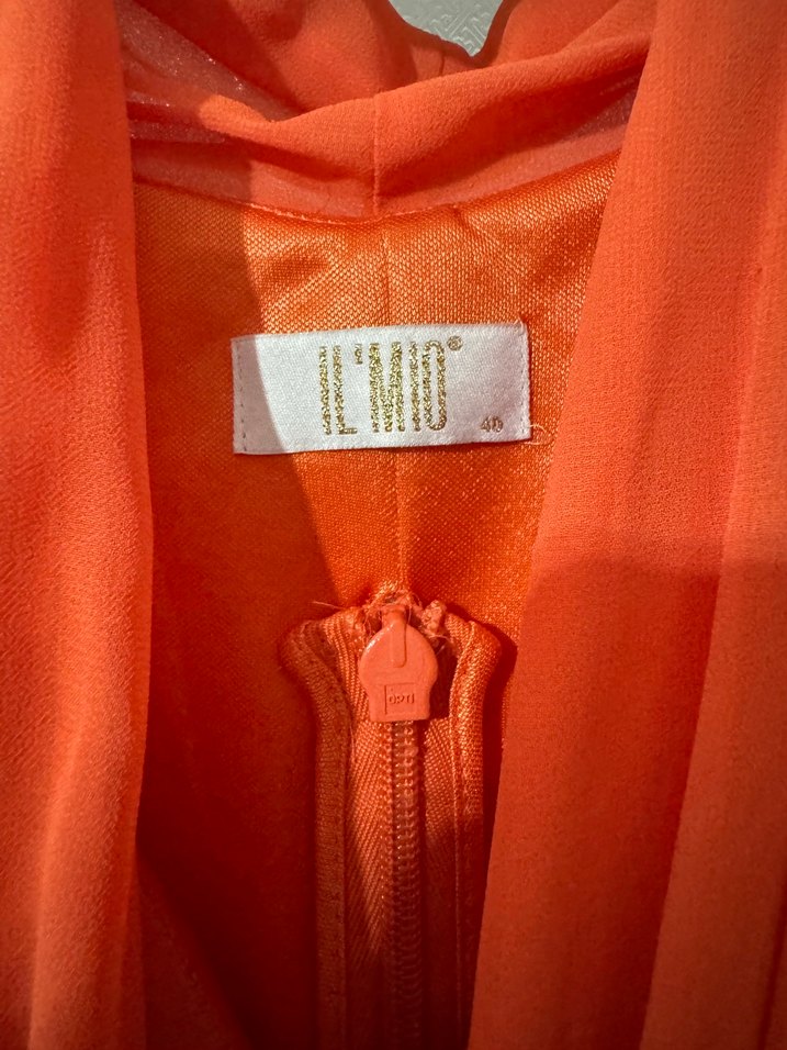 Drapeli Turuncu Uzun Abiye Elbise - Görsel 4