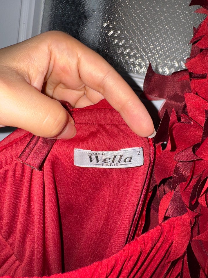 Bordo Drapeli Uzun Abiye Elbise - Görsel 5