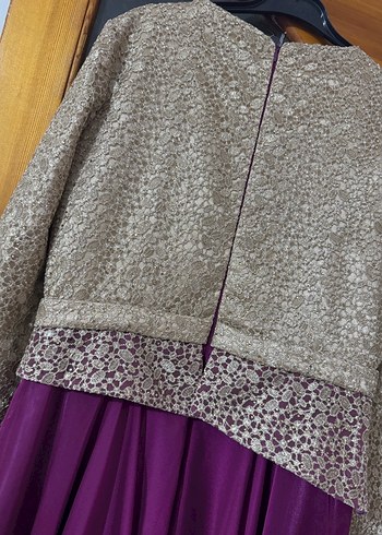 Uzun Mor Drapeli Kadın Abiye Elbise - Görsel 7