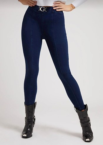 Guess Kemerli Lacivert Denim Tayt