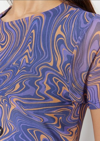 l Beden Mor Tie-Dye Midi Kalem Elbise