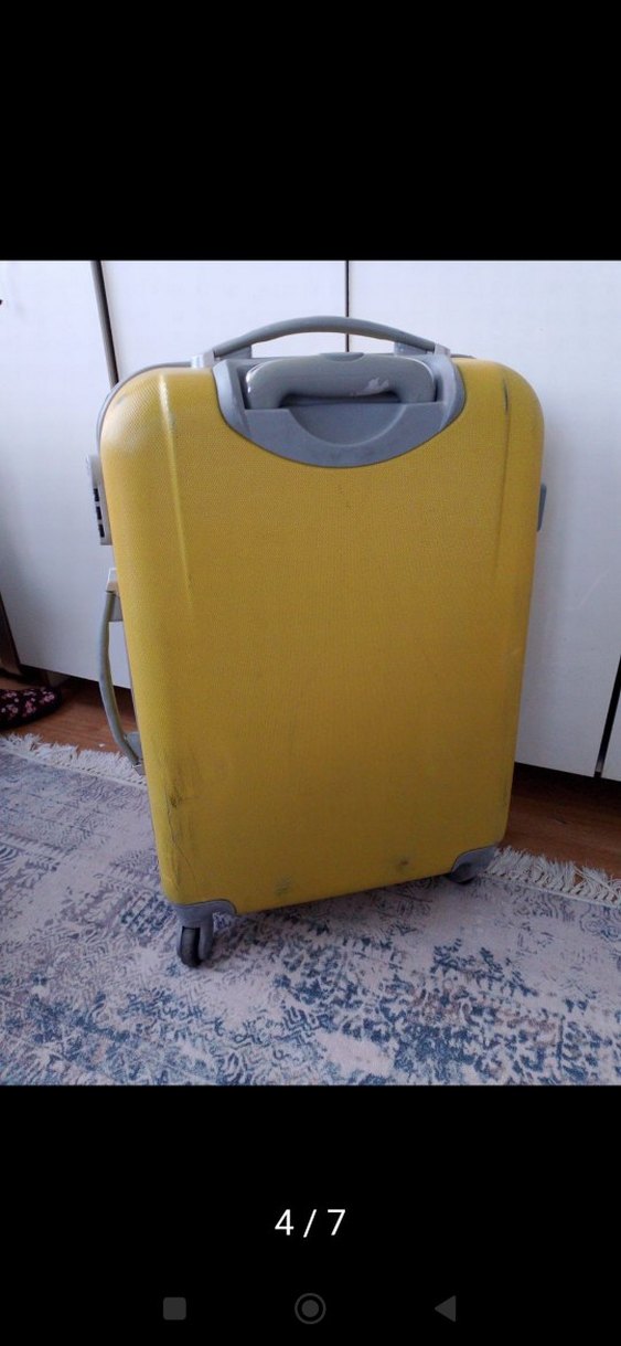 Sarı Erkek Valiz Tokalı Retro Tarz - Görsel 3
