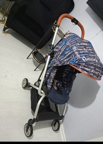 ceybek marka Mavi Bebek Arabası, Koyu Renk, Desenli Tente - Görsel 3