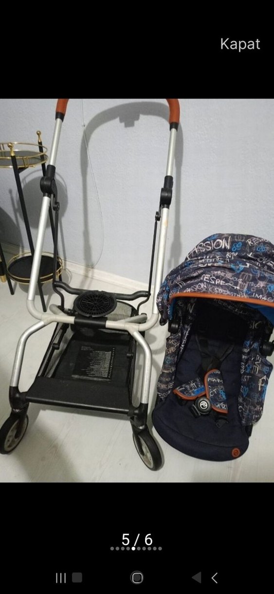 ceybek marka Mavi Bebek Arabası, Koyu Renk, Desenli Tente - Görsel 5