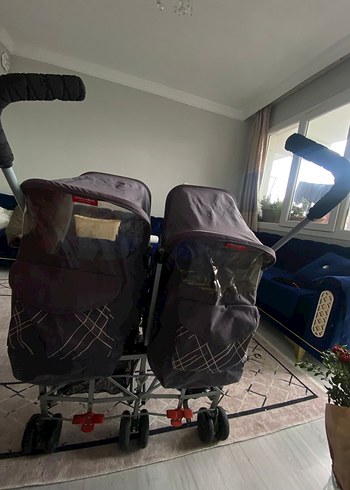 Siyah Çiftli Bebek Arabası - Görsel 2