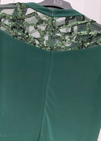 Drapeli, Straplez Koyu Yeşil Uzun Abiye Elbise - Görsel 6