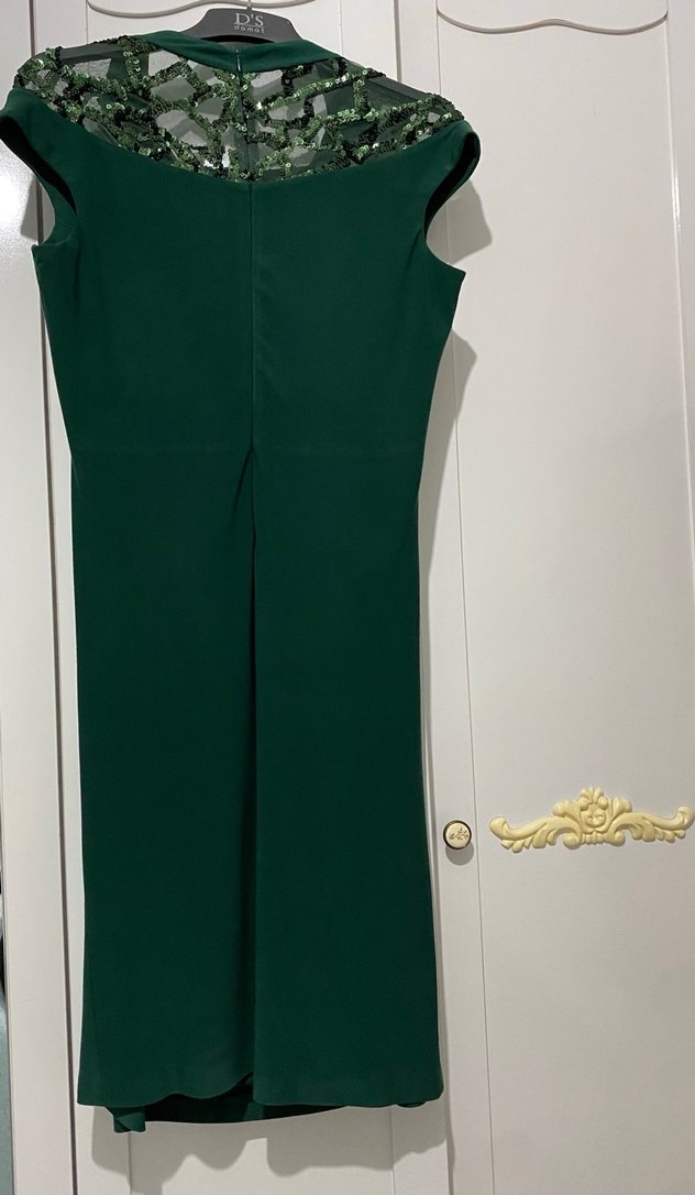 Drapeli, Straplez Koyu Yeşil Uzun Abiye Elbise - Görsel 4