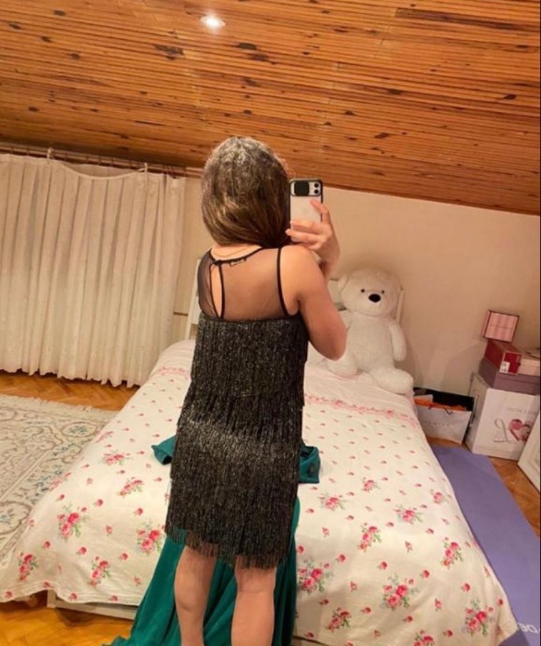 Püsküllü Siyah Straplez Midi Elbise - Görsel 3