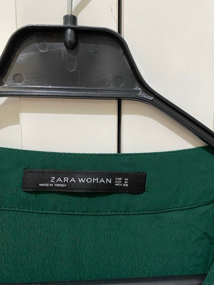 Kadın Yeşil V Yaka Uzun Kollu Gömlek - Görsel 3