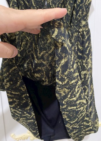 Sarı Siyah Yılan Desenli Midi Elbise - Görsel 6