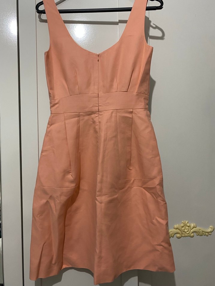 Pudra Pileli V Yaka Midi Elbise - Görsel 3