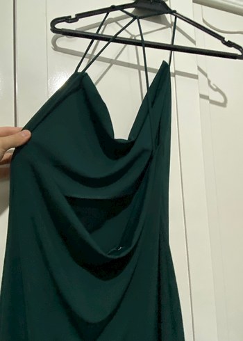 YEŞİL Drapeli Uzun Kadın Elbise - Görsel 3