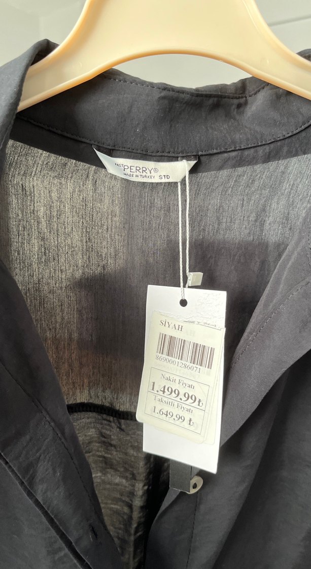 Siyah Kemerli Uzun gömlek elbise - Görsel 3