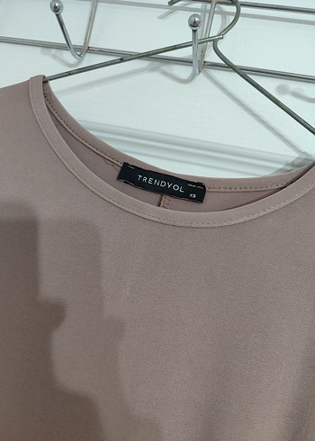 xs Beden ten rengi Renk vizon Drapeli Uzun Kollu Kadın Elbise