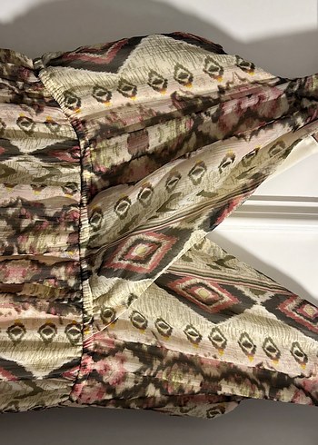 Vero Moda Bohem Çok Renkli Uzun V Yaka Elbise