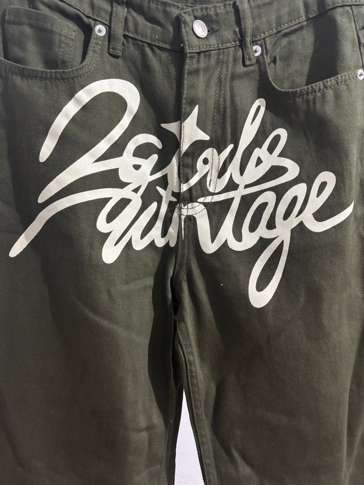 Yeşil Baskılı Bol Kesim Kadın Pantolon - Görsel 3