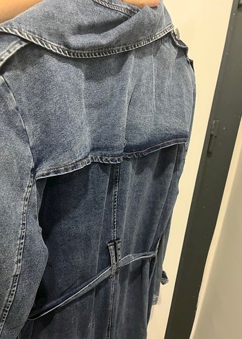 xxl Beden mavi Renk Düğmeli Uzun Denim Kadın Ceket