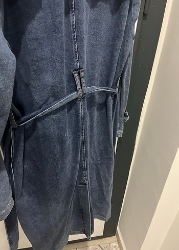 Diğer Düğmeli Uzun Denim Kadın Ceket