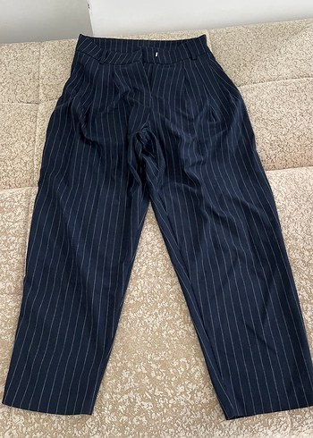 Lacivert Pilili Kumaş Pantolon