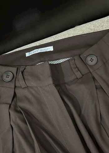 Fred Perry Kadın Kahverengi Bol Kesim Uzun Kumaş Pantolon