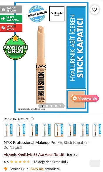 NYX Nyx PRO FIX STICK CONCEALER no 06 NATURL