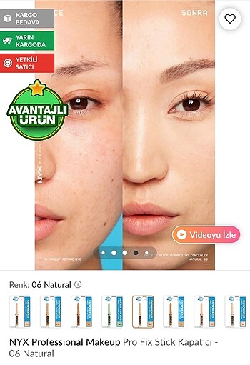  Beden Renk Nyx PRO FIX STICK CONCEALER no 06 NATURL