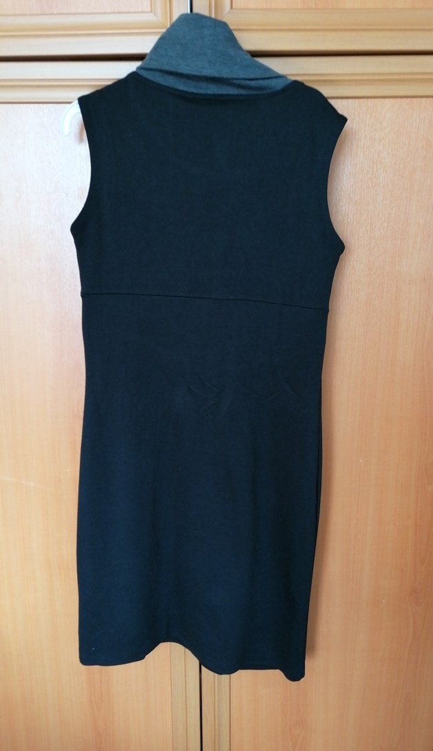 Siyah-Gri Kemerli Kolsuz Hamile Elbisesi - Görsel 2