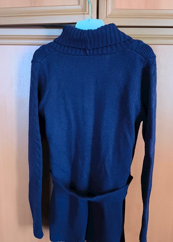 Düğmeli Mürdüm Midi Triko Kadın Hırka - Görsel 3