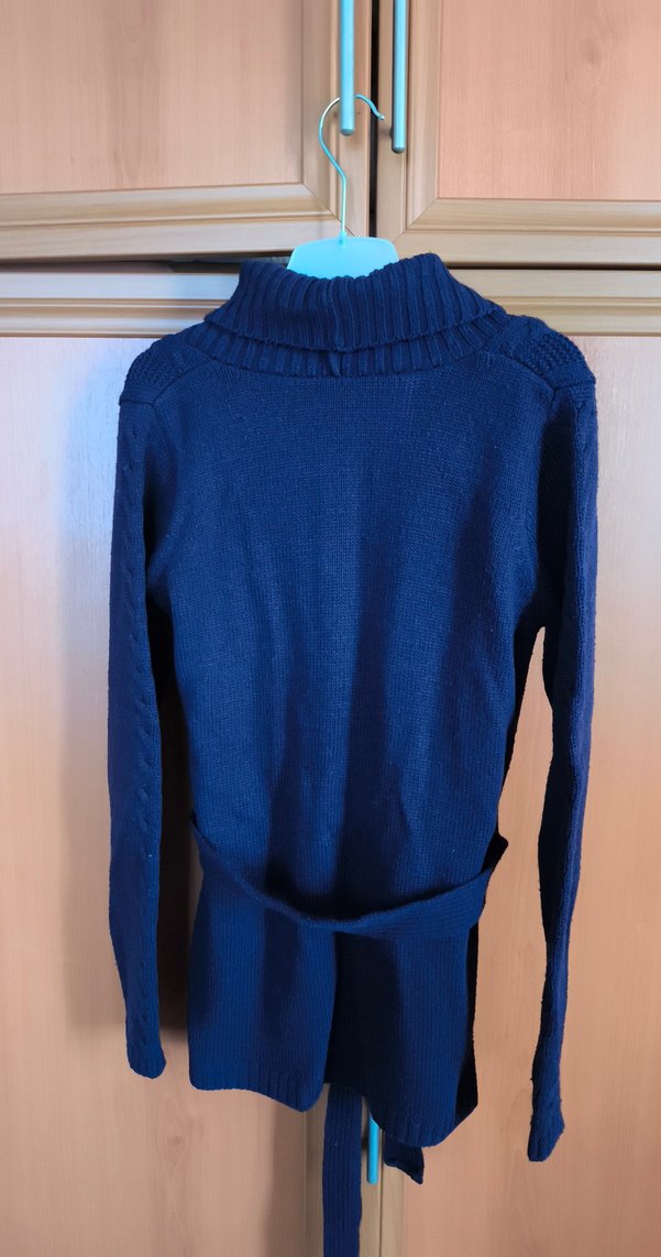 Düğmeli Mürdüm Midi Triko Kadın Hırka - Görsel 3