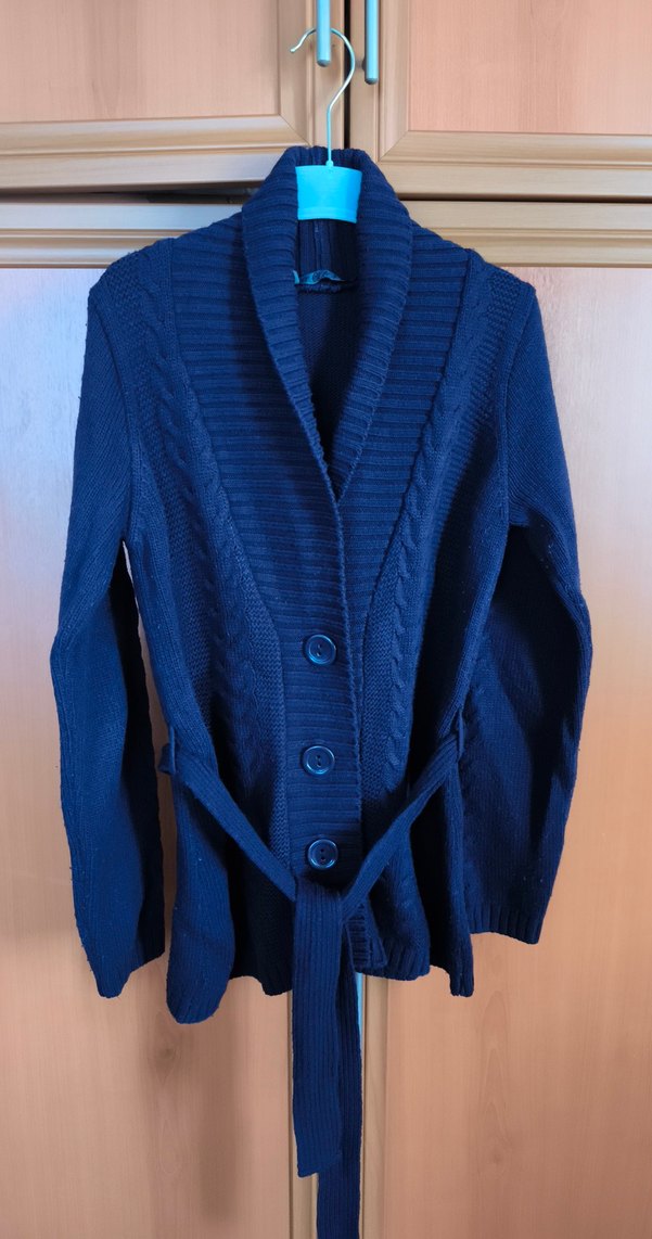 Düğmeli Mürdüm Midi Triko Kadın Hırka - Görsel 2