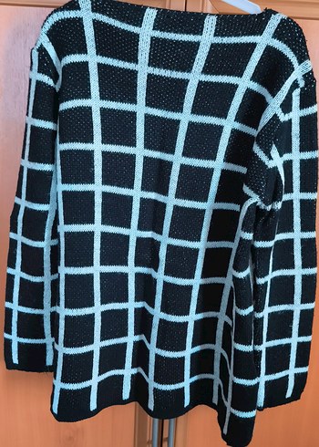 Kadın Siyah Kareli Uzun Kollu yumuşacık Hırka - Görsel 2