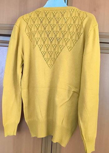 Sarı Örgü Kadın Hırka - Görsel 2