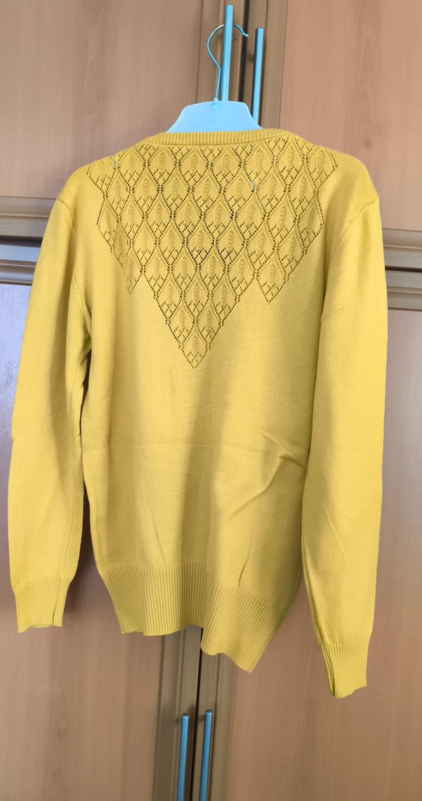 Sarı Örgü Kadın Hırka - Görsel 2