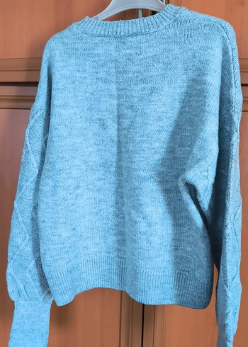 Gri Nakışlı Örme Kadın Kazak - Görsel 2