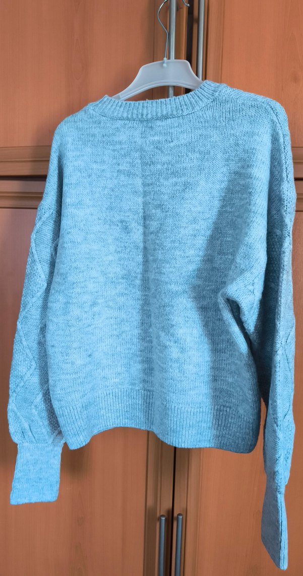 Gri Nakışlı Örme Kadın Kazak - Görsel 2