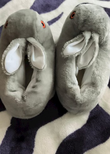 Gri Peluş ev ayakkabısı - Görsel 3