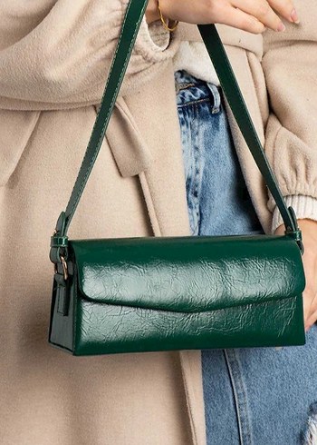 Parlak Yeşil Deri Kadın Çanta - Görsel 3