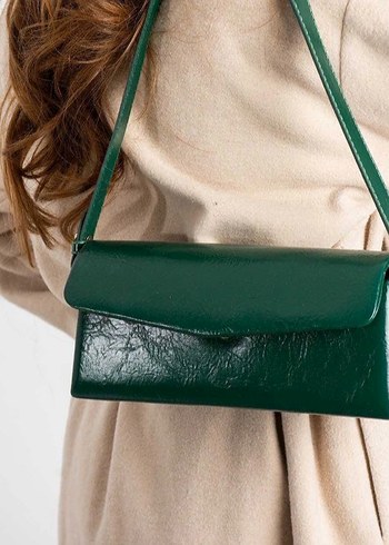 Parlak Yeşil Deri Kadın Çanta - Görsel 2