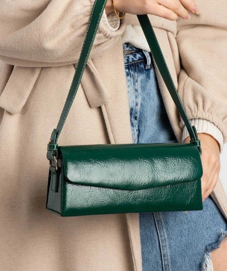 Parlak Yeşil Deri Kadın Çanta - Görsel 3